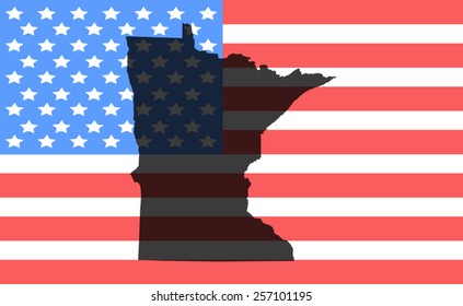 minnesota  map on a vintage american flag background