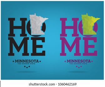 Minnesota map polygon with home and nickname The Gopher State Vector EPS 10