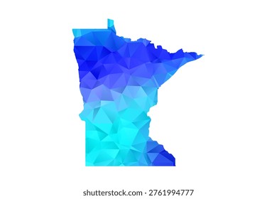 Minnesota map - Polygon Style Vector Illustration in Blue Gradient, Low Poly Geometric Design, Isolated on White Background, Perfect for Infographics, Education, and Modern Presentations.