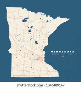 Minnesota Map road Poster and Flyer