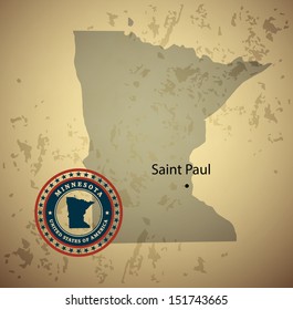 Minnesota map with stamp vintage vector background