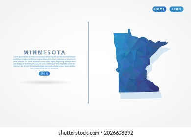 Minnesota map - State of USA Map International vector template with polygon blue color gradient isolated on white background - Vector illustration eps 10