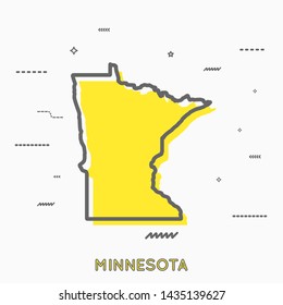 Minnesota map in thin line style. Minnesota infographic map icon with small thin line geometric figures. Minnesota state. Vector illustration linear modern concept