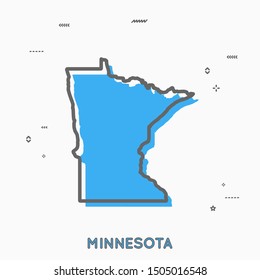 Minnesota map in thin line style. Minnesota infographic map icon with small thin line geometric figures. Minnesota state. Vector illustration linear modern concept