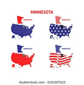 Minnesota map with usa flag design illustration vector eps format , suitable for your design needs, logo, illustration, animation, etc.