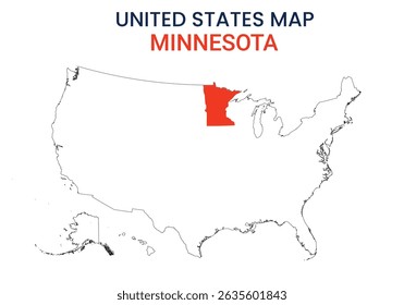 Minnesota map of USA state. Minnesota map vector illustration. Minnesota vector map on white background.