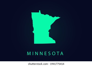 Minnesota Map - USA, United States of America map, World map vector template with green color gradient isolated on dark background - Vector illustration eps 10