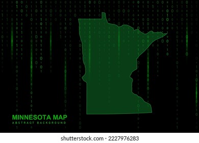 Minnesota Map - USA, United States of America Map vector template with Matrix green binary computer code background including light for design, hacker concept - Vector illustration eps 10