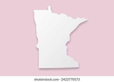 Minnesota Map - USA, United States of America Map vector template with paper cut style including shadow and white color on pink background for design, website - Vector illustration eps 10