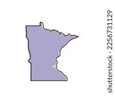 Minnesota map vector illustration. Lavender colored map of north east state with the capital - Saint Paul. United States od America, infographics, geography concepts.