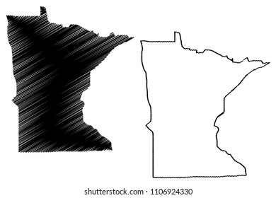 Minnesota map vector illustration, scribble sketch Minnesota map