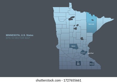 minnesota map. vector map of minnesota, U.S. States.