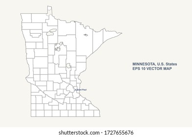 minnesota map. vector map of minnesota, U.S. States.