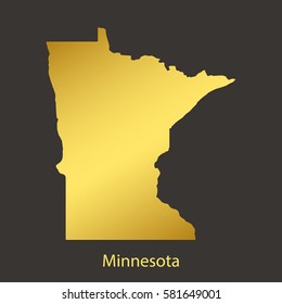 Minnesota map,border with golden gradient. Vector illustration