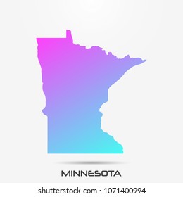 Minnesota map,border with pink and turquoise gradient. Vector illustration
