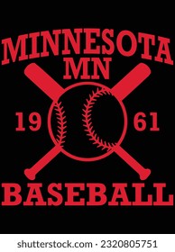 Minnesota mn 19 61 baseball vector art design, eps file. design file for t-shirt. SVG, EPS cuttable design file
