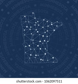 Minnesota network, constellation style us state map. Wonderful space style, modern design. Minnesota network map for infographics or presentation.
