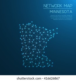 Minnesota network map. Abstract polygonal US state map design. Internet connections vector illustration.