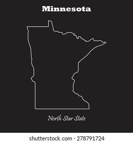 Minnesota outline map, stroke. Name of state. Line style. Vector EPS8