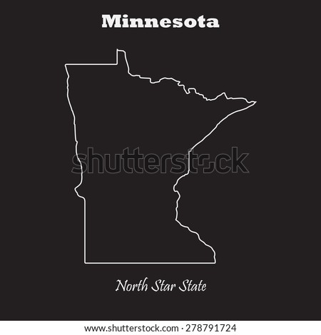 Minnesota outline map, stroke. Name of state. Line style. Vector EPS8