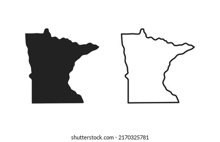 Minnesota outline state of USA. Map in black and white color options. Vector Illustration.