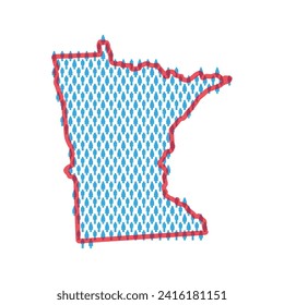 Minnesota population map. Stick figures people map with bold red translucent state border. Pattern of men and women icons. Isolated vector illustration. Editable stroke.