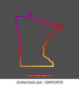 Minnesota purple red yellow fluid gradient outline map, stroke. Line style. Vector illustration