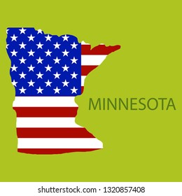 Minnesota state of America with map. Flag print on map of USA for geographic themes. Map of Minnesota state.