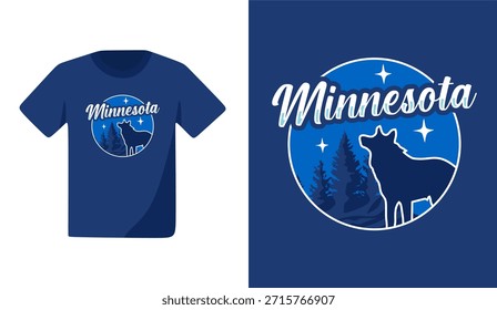 minnesota state with beautiful views and wolf silhouettes