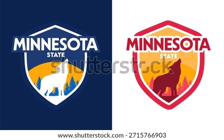 minnesota state with beautiful views and wolf silhouettes