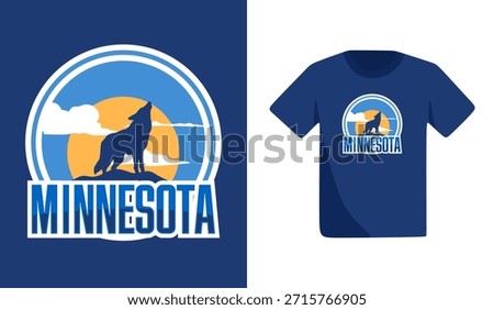 minnesota state with beautiful views and wolf silhouettes