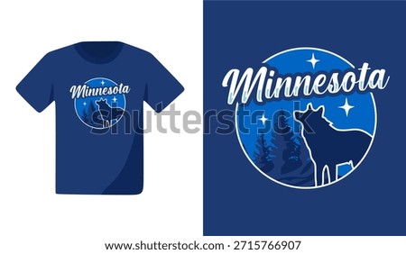 minnesota state with beautiful views and wolf silhouettes