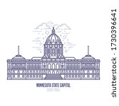 Minnesota State Capitol located in Saint Paul city. The state capitol building and government of U.S. state Minnesota. The great example of Italian Renaissance style. City sight linear vector icon