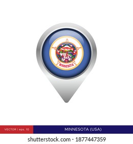 Minnesota State Flag Map Pin Icon Vector Illustration Design Template.