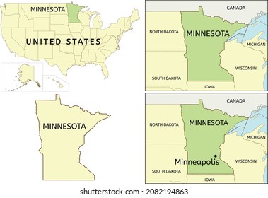 Minnesota state location on map of USA