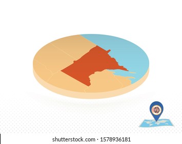 Minnesota state map designed in isometric style, orange circle map of US state Minnesota for web, infographic and more.