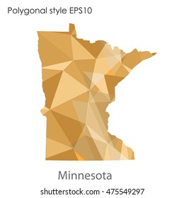 Minnesota state map in geometric polygonal,mosaic style.Abstract gems triangle,modern design background. Vector illustration EPS10
