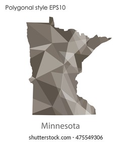 Minnesota state map in geometric polygonal,mosaic style.Abstract gems triangle,modern design background. Vector illustration EPS10