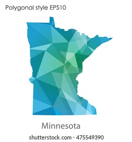 Minnesota state map in geometric polygonal,mosaic style.Abstract gems triangle,modern design background. Vector illustration EPS10