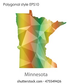 Minnesota state map in geometric polygonal,mosaic style.Abstract gems triangle,modern design background. Vector illustration EPS10