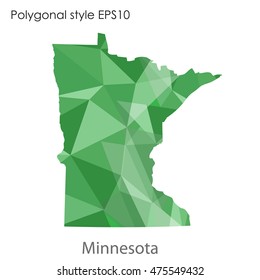 Minnesota state map in geometric polygonal,mosaic style.Abstract gems triangle,modern design background. Vector illustration EPS10