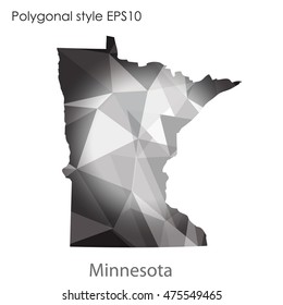 Minnesota state map in geometric polygonal,mosaic style.Abstract gems triangle,modern design background. Vector illustration EPS10
