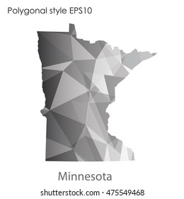 Minnesota state map in geometric polygonal,mosaic style.Abstract gems triangle,modern design background. Vector illustration EPS10