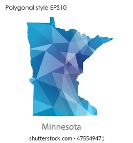 Minnesota state map in geometric polygonal,mosaic style.Abstract gems triangle,modern design background. Vector illustration EPS10