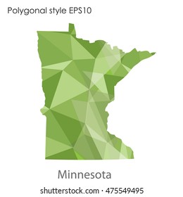 Minnesota state map in geometric polygonal,mosaic style.Abstract gems triangle,modern design background. Vector illustration EPS10