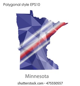Minnesota state map in geometric polygonal,mosaic style.Abstract gems triangle,modern design background. Vector illustration EPS10