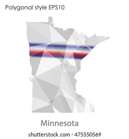 Minnesota state map in geometric polygonal,mosaic style.Abstract gems triangle,modern design background. Vector illustration EPS10