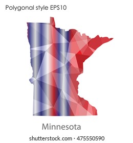 Minnesota state map in geometric polygonal,mosaic style.Abstract gems triangle,modern design background. Vector illustration EPS10