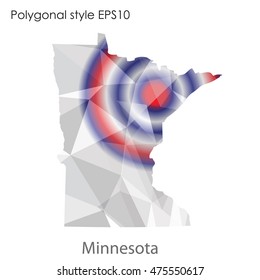Minnesota state map in geometric polygonal,mosaic style.Abstract gems triangle,modern design background. Vector illustration EPS10