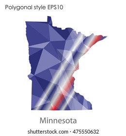 Minnesota state map in geometric polygonal,mosaic style.Abstract gems triangle,modern design background. Vector illustration EPS10